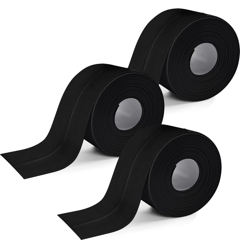 BHUCUTU 3 Rolls 1.5 Inch Caulk Tape Self Adhesive Toilet Caulking Strip Bathroom Sealing Caulk Strip Peel and Stick Bathtub Caulking Tape, 10.5 Feet Each Roll (Black) - Image 1